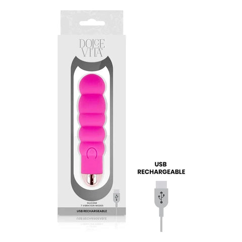 Mini Vibrador Dolce Vita 6 Rosa USB, 13cm Ø2.8cm, 7vibrações  Dolce Vita   