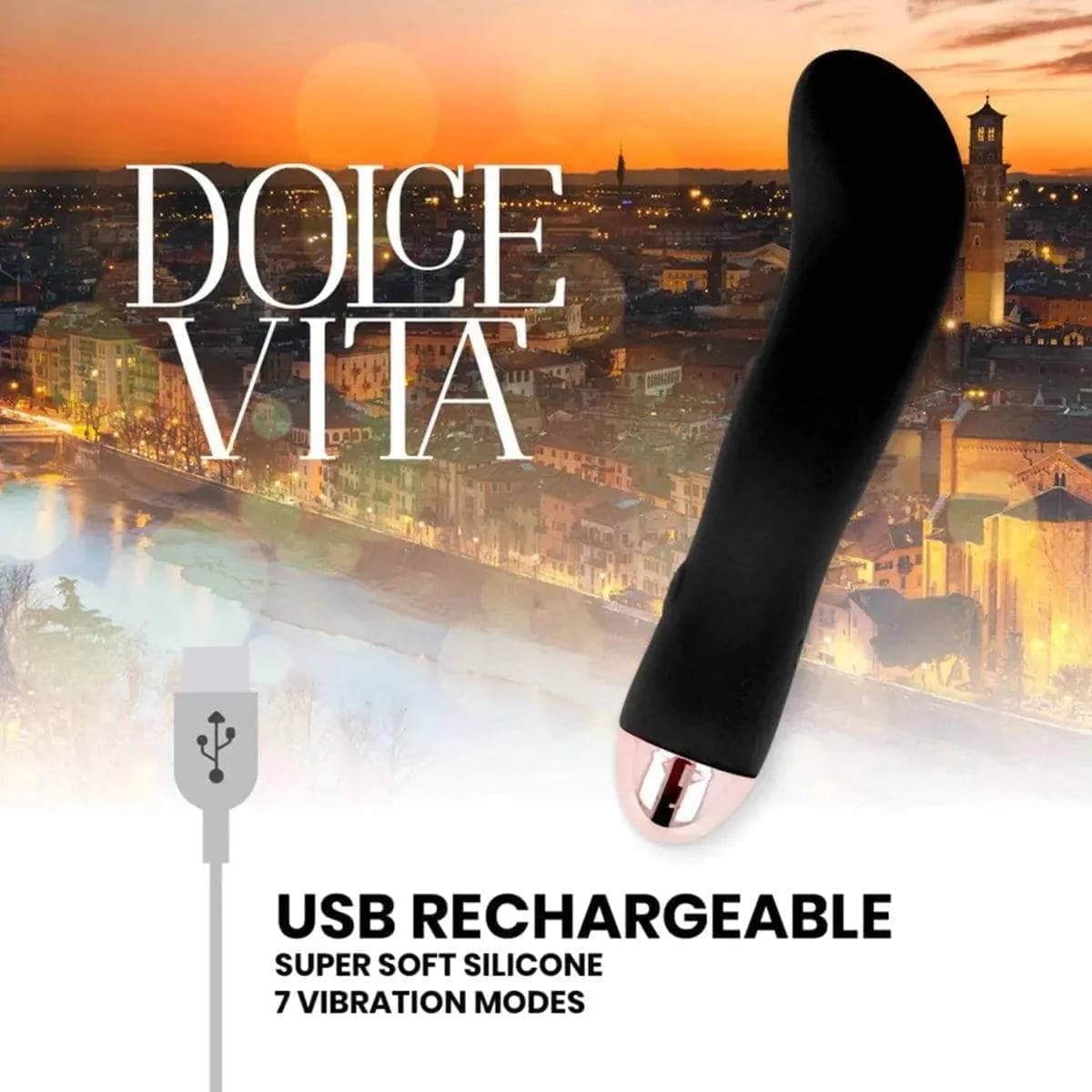 Mini Vibrador Dolce Vita 7 Preto USB, 13.2cm Ø2.5cm, 7vibrações  Dolce Vita   