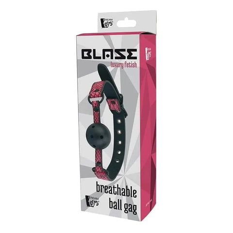 Mordaça Gag com Bola Perfurada Blaze Textura Cobra Rosa, Ø4.5cm  Blaze   