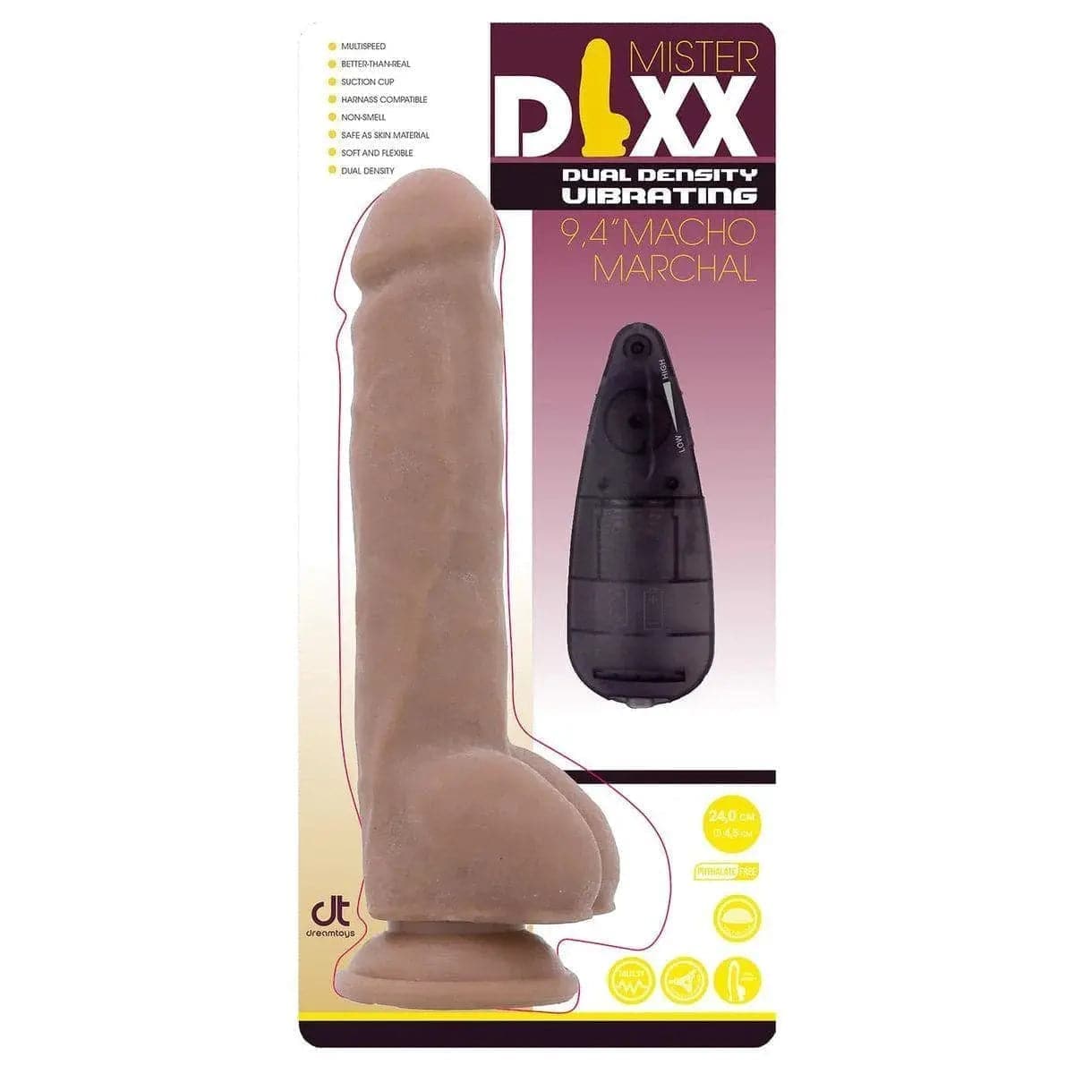 Mr.DIXX Mister Vibrador Realista Macho Marchal, 24cm Ø3.6cm, vibração regulável  Mr.DIXX   