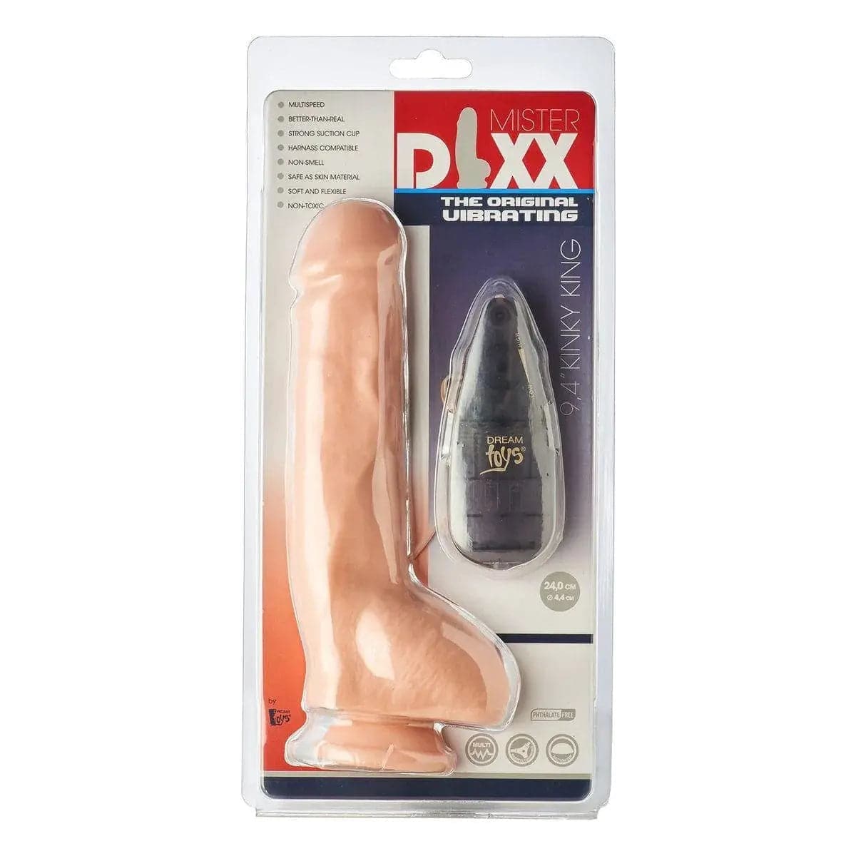 Mr.DIXX Vibrador Realista Kinky King, 23.5cm Ø4.4cm, vibração regulável  Mr.DIXX   