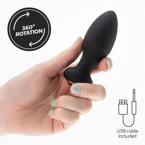 Plug Anal Rotativo com Controlo Remoto, 9.8cm Ø3.5cm, 7vibrações e 7rotações  Crushious   