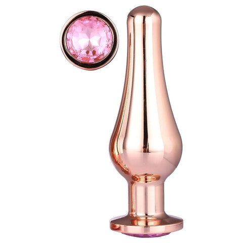 Plug de Metal GLEAMING LOVE Gold Cónico Grande, Brilhante Rosa, 12.7cm Ø4cm  Dream Toys   