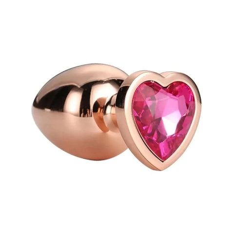 Plug de Metal GLEAMING LOVE Gold Médio, Brilhante Rosa, 8.3cm Ø3.4cm  Dream Toys   