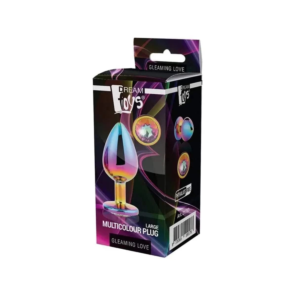 Plug de Metal GLEAMING LOVE Multicolour Grande, Brilhante Multicolour, 9.5cm Ø4.3cm  Dream Toys   