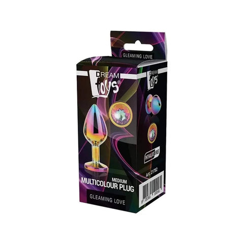 Plug de Metal GLEAMING LOVE Multicolour Médio, Brilhante Multicolour, 8.3cm Ø3.4cm  Dream Toys   