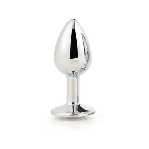 Plug de Metal GLEAMING LOVE Prateado Grande, Brilhante Transparente, 9.5cm Ø4.3cm  Dream Toys   