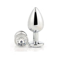 Plug de Metal GLEAMING LOVE Prateado Pequeno, Brilhante Transparente, 7.1cm Ø2.7cm  Dream Toys   