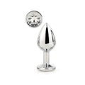 Plug de Metal GLEAMING LOVE Prateado Pequeno, Brilhante Transparente, 7.1cm Ø2.7cm  Dream Toys   