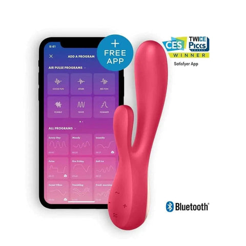 SATISFYER Vibrador Mono Flex Vermelho, Controlado por Smartphone (video)  Satisfyer   