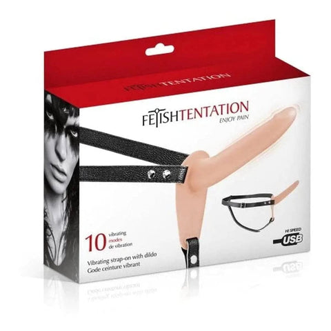 Strap-On Fetish Tentation Branco USB, 15cm Ø4cm 10vibrações  Fetish Tentation   