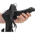 Strap-on Oco RealRock com Testiculos e Vibração, Preto 18cm Ø4cm  RealRock   