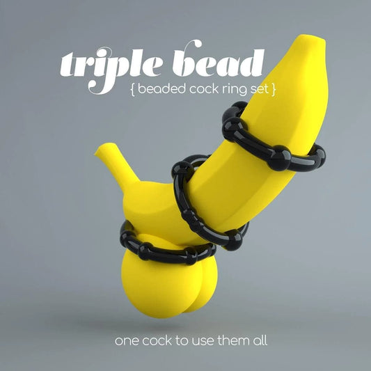 Triple Bead, Conjunto 3 Anéis Crushious Preto, Ø2cm a Ø2.5cm - Pérola SexShop