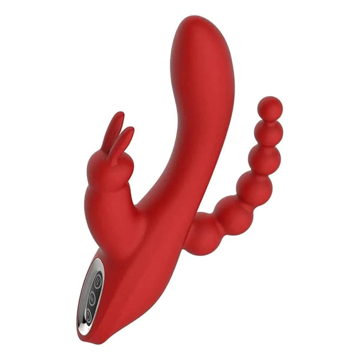 Vibrador com Estimulador Clitóris e Anal Red Hera USB, 21cm Ø3.5cm, 7+3vibrações  Dream Toys   
