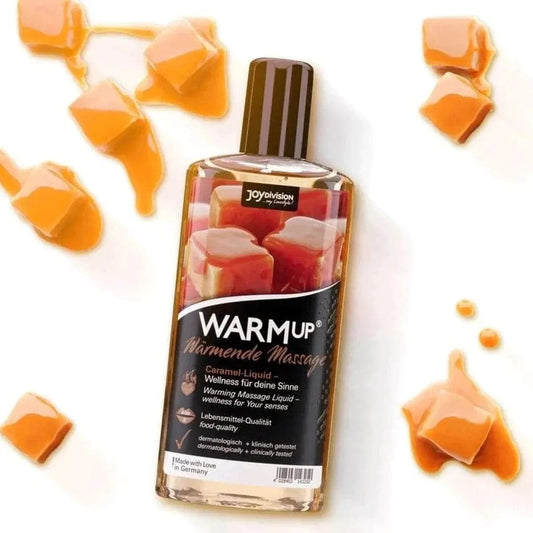 WARMup – Óleo Massagem Comestível Caramelo 150ml - Aquecimento e Aroma de Fruta - Pérola SexShop